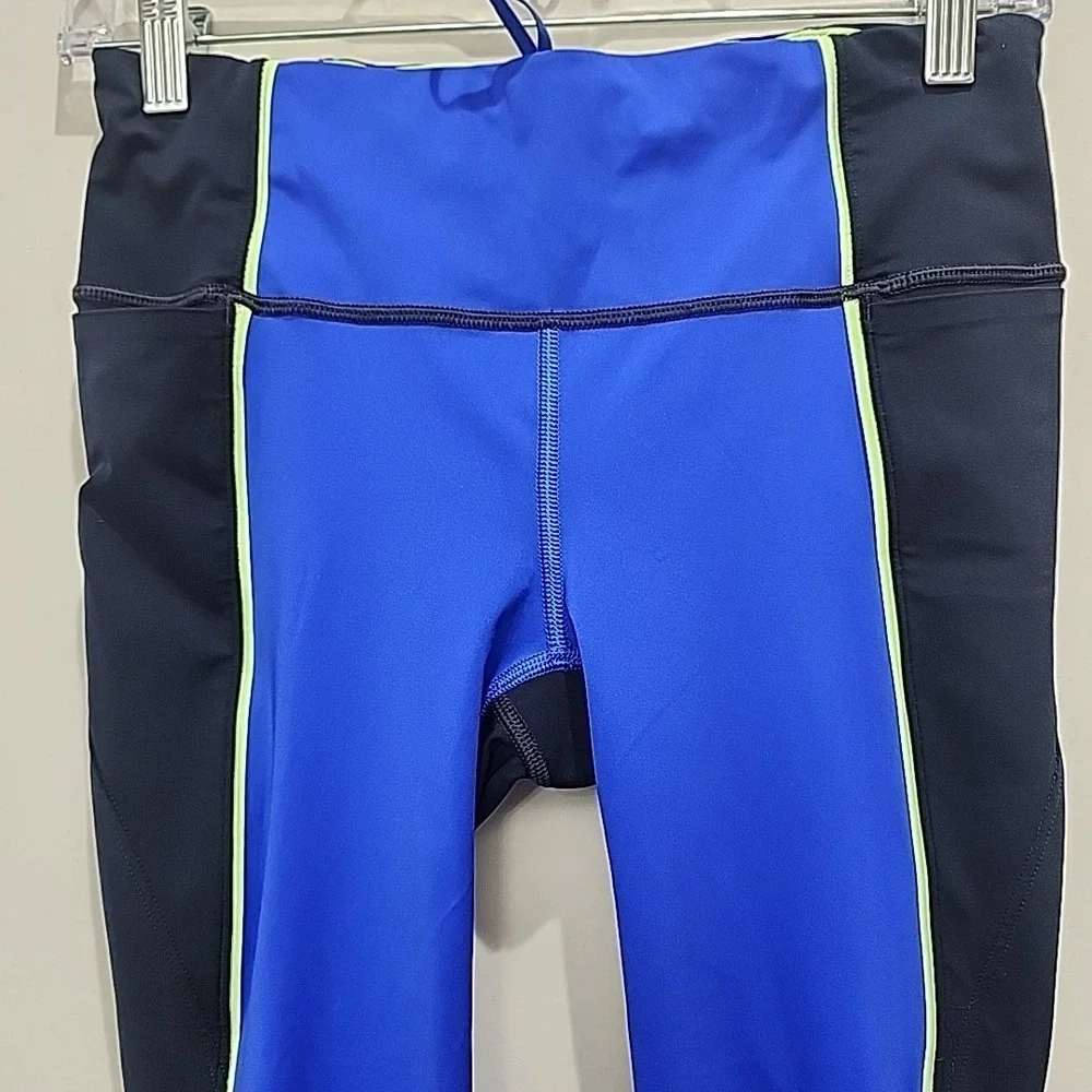 ATHLETA Tanzanite Blue VELOCITY COLORBLOCK CAPRI Stash Pocket Cropped Legging XS